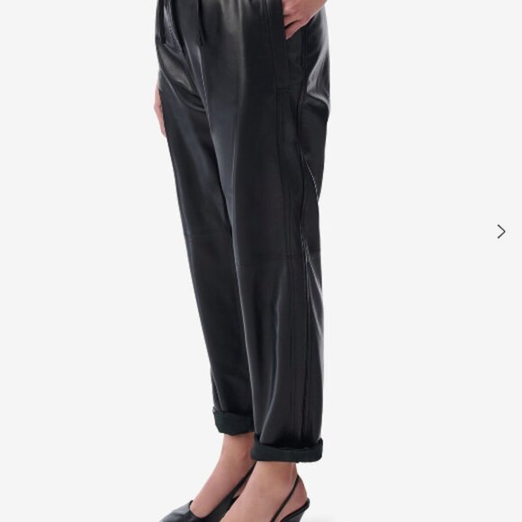 IRO Black Leather lambskin Piper Jogger Jogging Pants sz 36 US S 4 - Picture 3 of 9